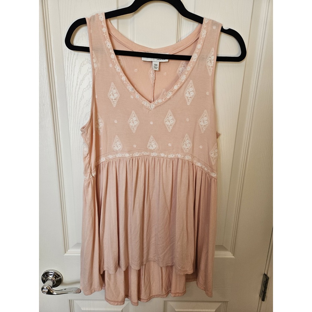 Torrid Super Soft Knit Pink Hi-Low Embroidered V-Neck Sleeveless Tank Top, Sz 10